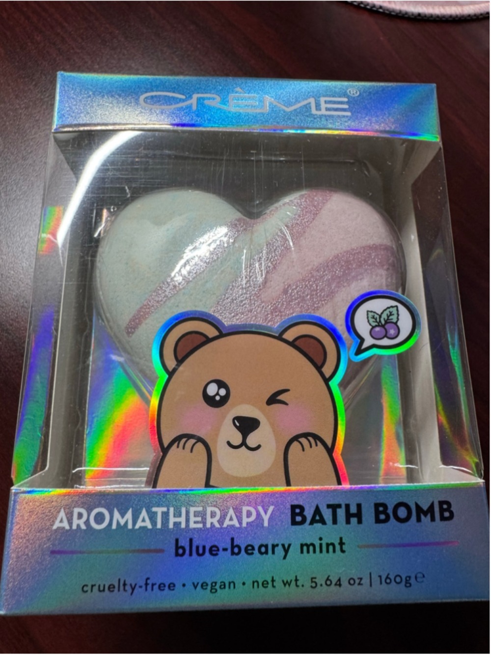 The Crème Shop Blue-Beary Mint Aromatherapy Heart Bath Bomb Vegan - Picture 2 of 5